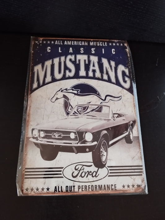 Plaque Vintage décoration garage Classic Mustang